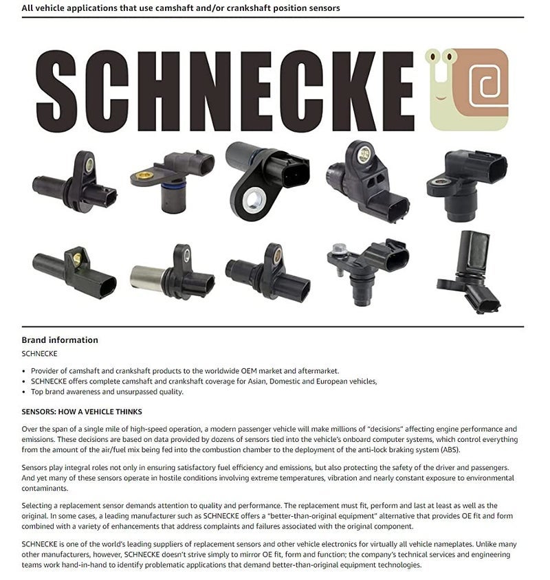 SCHNECKE 33-27190 Crank Engine Crankshaft Position Sensor compatible with CHEROKEE CHEROKEE L4 L6 2.5L 4.0L - Image 1